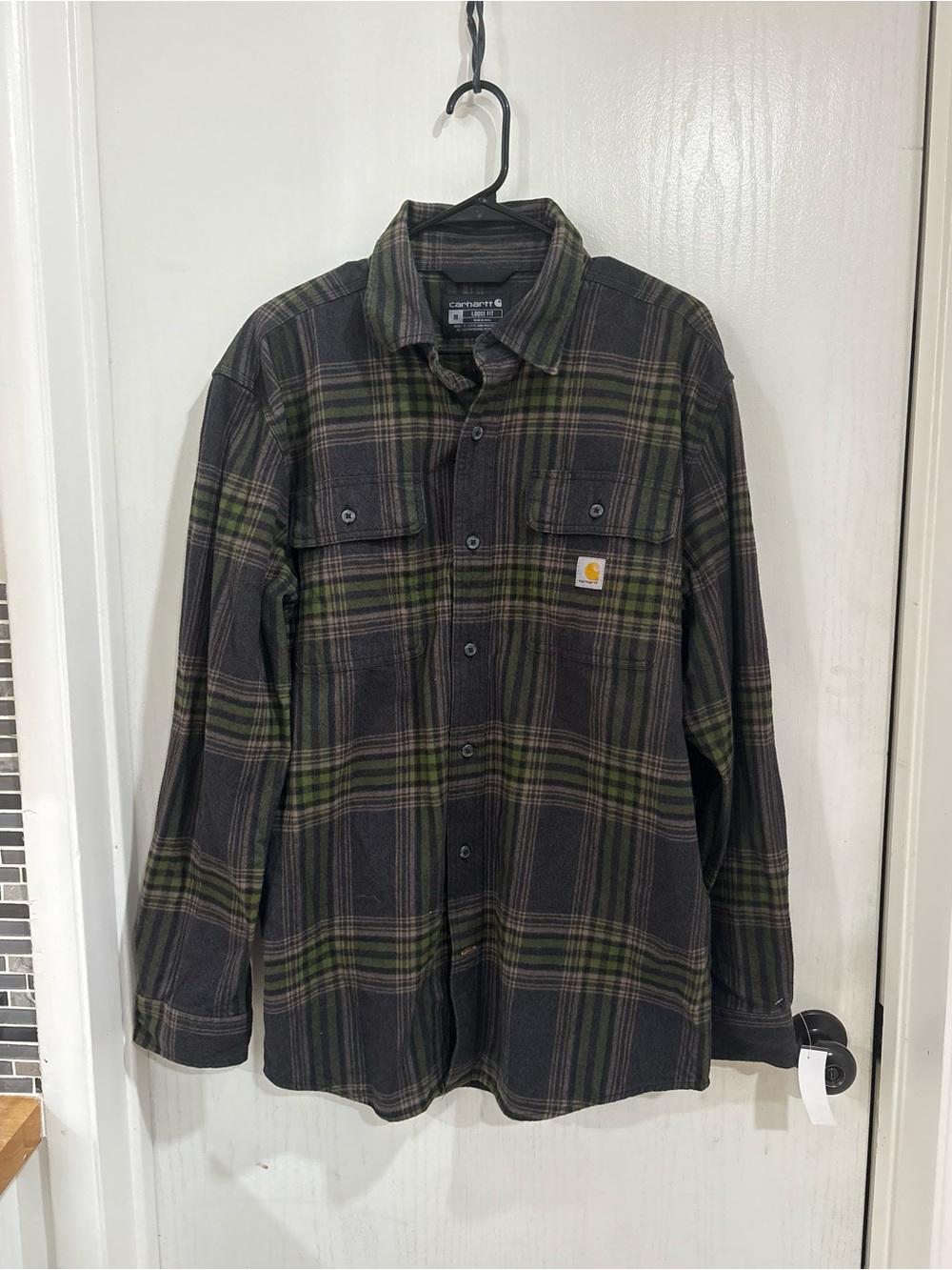 Carhartt Men's Black & Green Plaid Work Shirt Jacket
